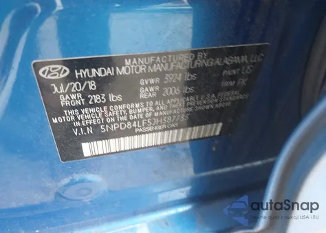 2018 Hyundai Elantra Sel z USA, uszkodzony, nr VIN 5NPD84LF5JH387733
